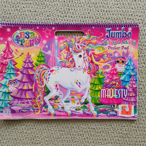 TWO Lisa Frank Jumbo Adult Coloring Activity Sticker Books Rainbow Majesty USED - Picture 3 of 16